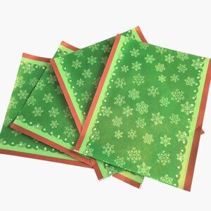 Christmas-Snowflake Placemats Green Holiday Table Decor lot 4